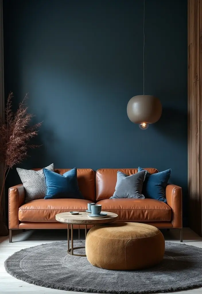 29 Living Room Dark Blue Ideas That Feel Moody and Sophisticated - 9. Layered Textures