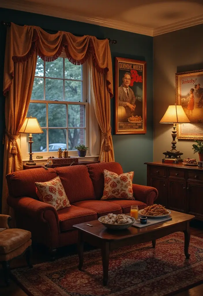 29 Living Room Movie Night Ideas That Make Home Feel Like a Theater - 13. Vintage Movie Night