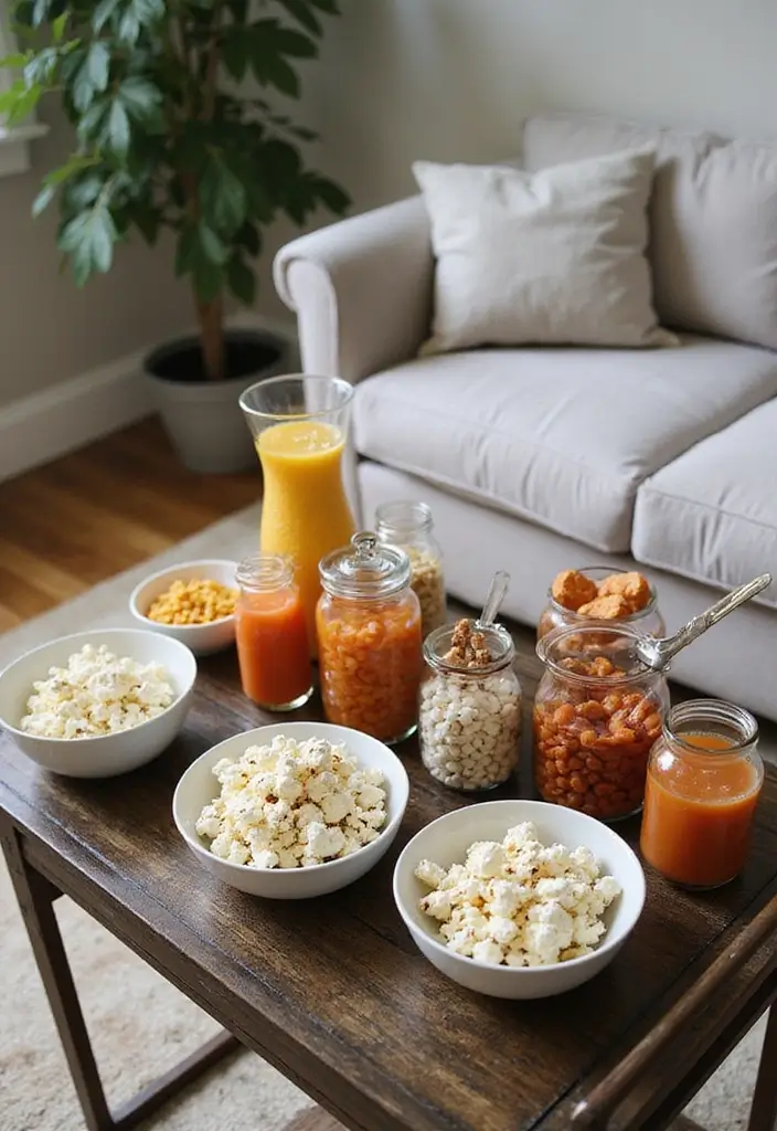 29 Living Room Movie Night Ideas That Make Home Feel Like a Theater - 3. Snack Bar for Movie Night