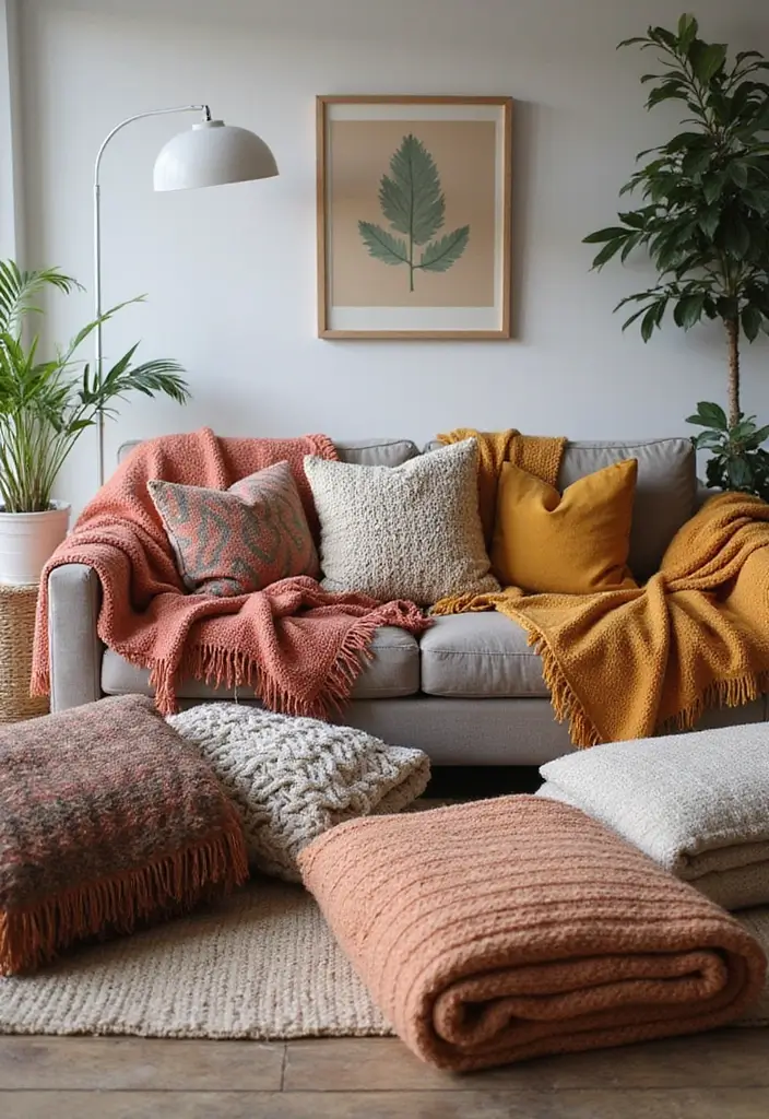 29 Living Room Movie Night Ideas That Make Home Feel Like a Theater - 5. Comforting Blankets and Throws