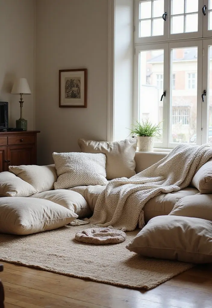 29 Living Room Movie Night Ideas That Make Home Feel Like a Theater - 9. Cozy Floor Seating