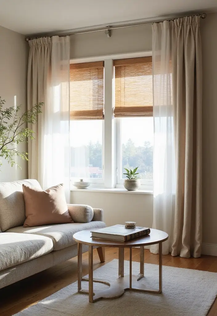 29 Modern Living Room Decor Ideas That Are Sleek and Stylish - 17. Minimalist Window Treatments