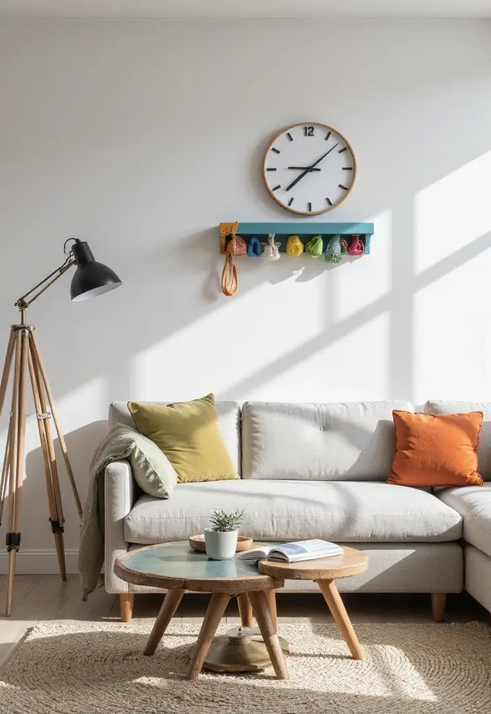 29 Modern Living Room Decor Ideas That Are Sleek and Stylish - 25. Functional Wall Art