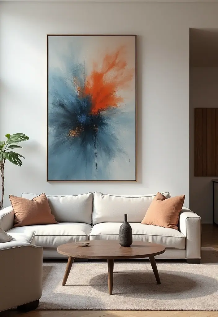 29 Modern Living Room Decor Ideas That Are Sleek and Stylish - 5. Large-Scale Art