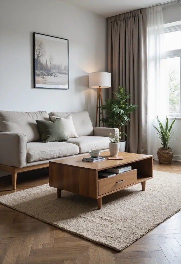 29 Modern Living Room Decor Ideas That Are Sleek and Stylish - 7. Multi-Functional Furniture