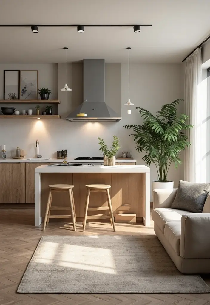 29 Open Concept Kitchen and Living Room Ideas That Flow Beautifully - 10. Functional Multi-Use Spaces