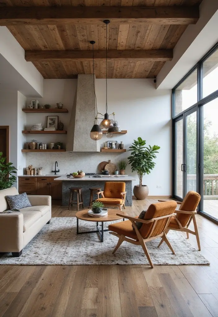 29 Open Concept Kitchen and Living Room Ideas That Flow Beautifully - 29. Contemporary Trend Blend