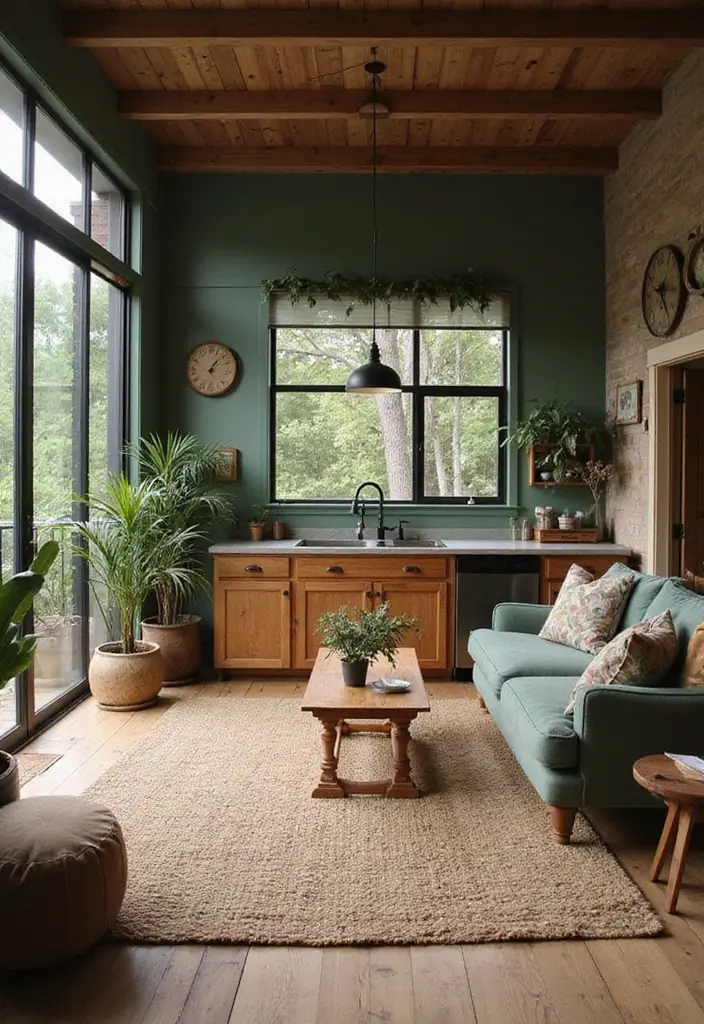 29 Open Concept Kitchen and Living Room Ideas That Flow Beautifully - 3. Earthy Tones and Natural Textures