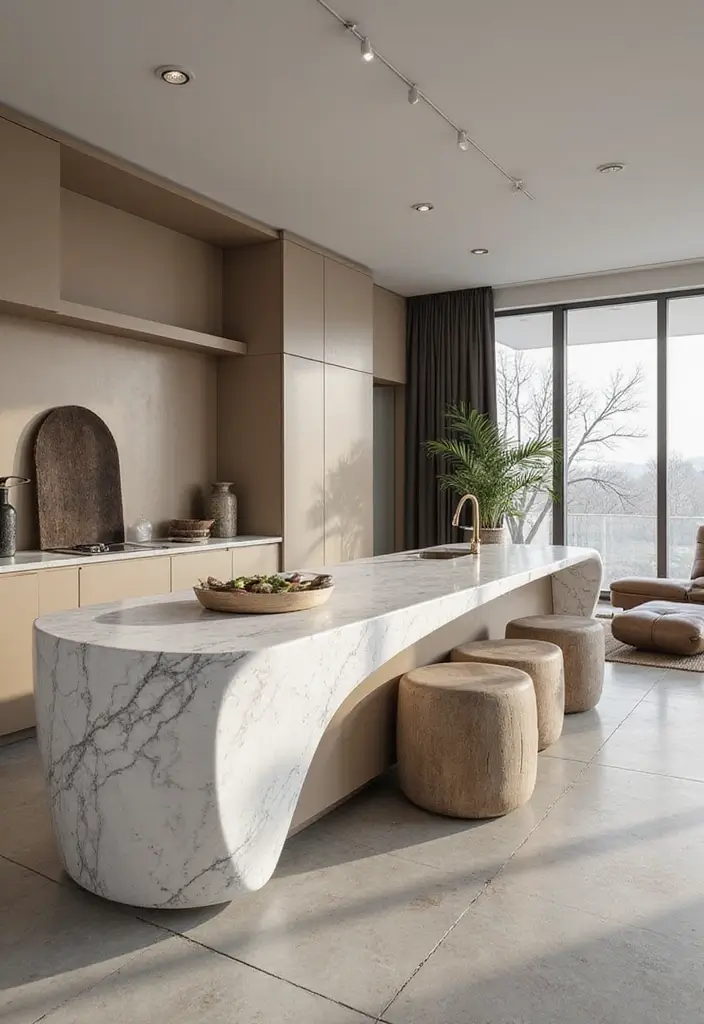 29 Open Concept Kitchen and Living Room Ideas That Flow Beautifully - 7. Modern Minimalism with a Twist