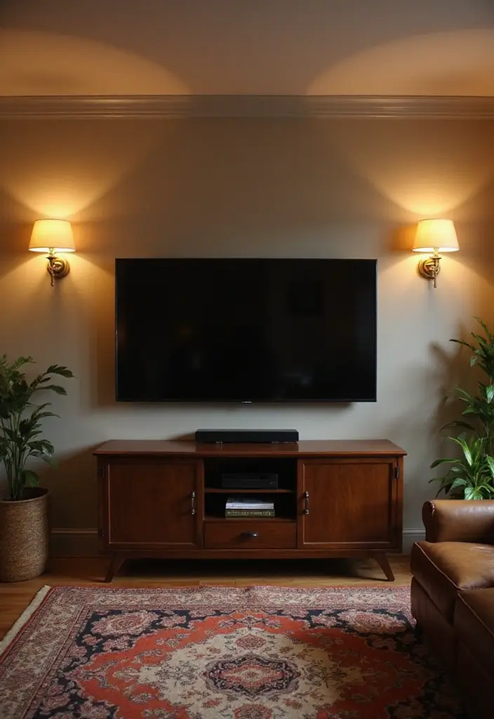 29 Sconces Living Room TV Ideas That Add Light and Sophistication - 1. Antique Brass Wall Sconces