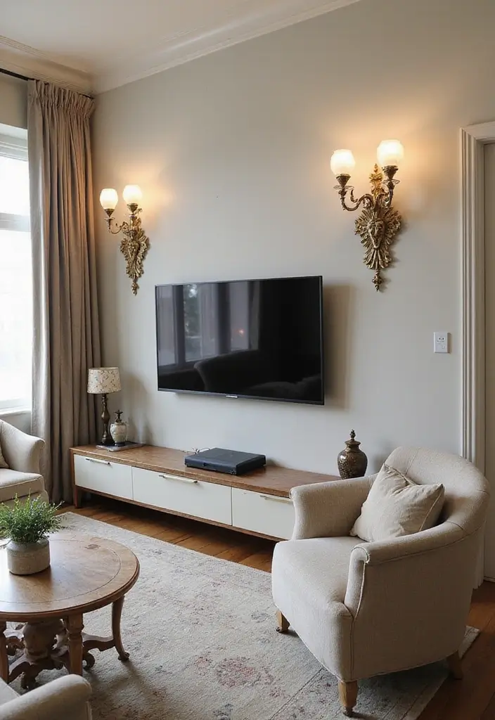 29 Sconces Living Room TV Ideas That Add Light and Sophistication - 14. Vintage Filigree Sconces