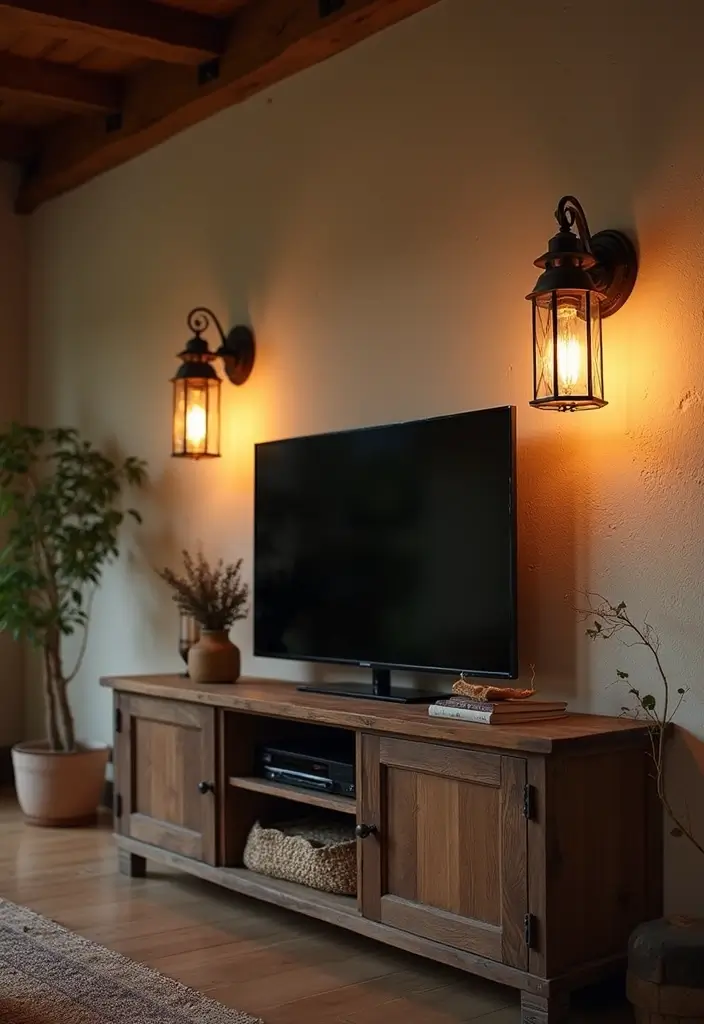 29 Sconces Living Room TV Ideas That Add Light and Sophistication - 20. Vintage Lantern Glass Sconces