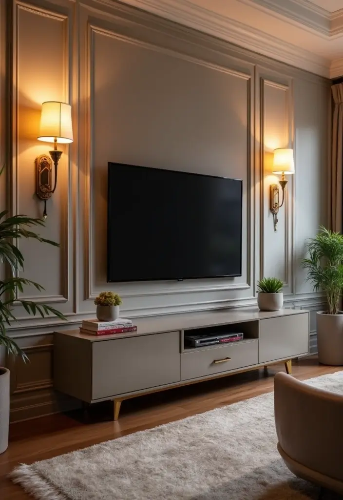 29 Sconces Living Room TV Ideas That Add Light and Sophistication - 21. Elegant Wall-Mounted Sconces