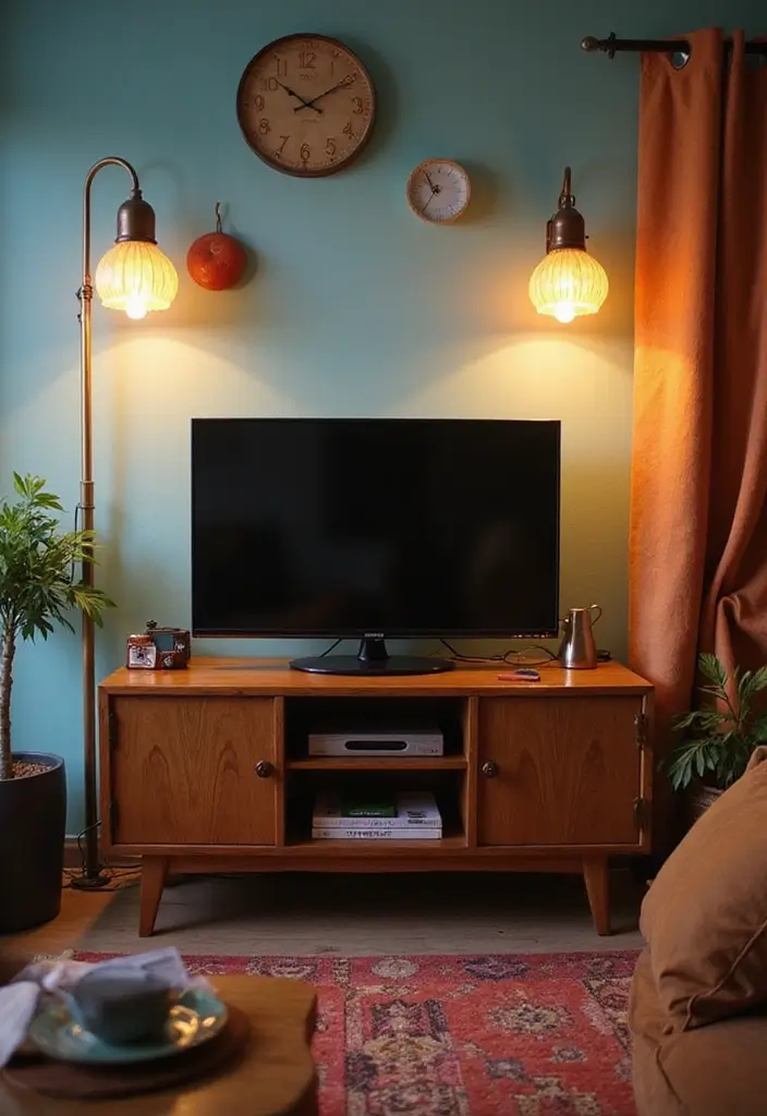 29 Sconces Living Room TV Ideas That Add Light and Sophistication - 23. Unique Retro Sconces