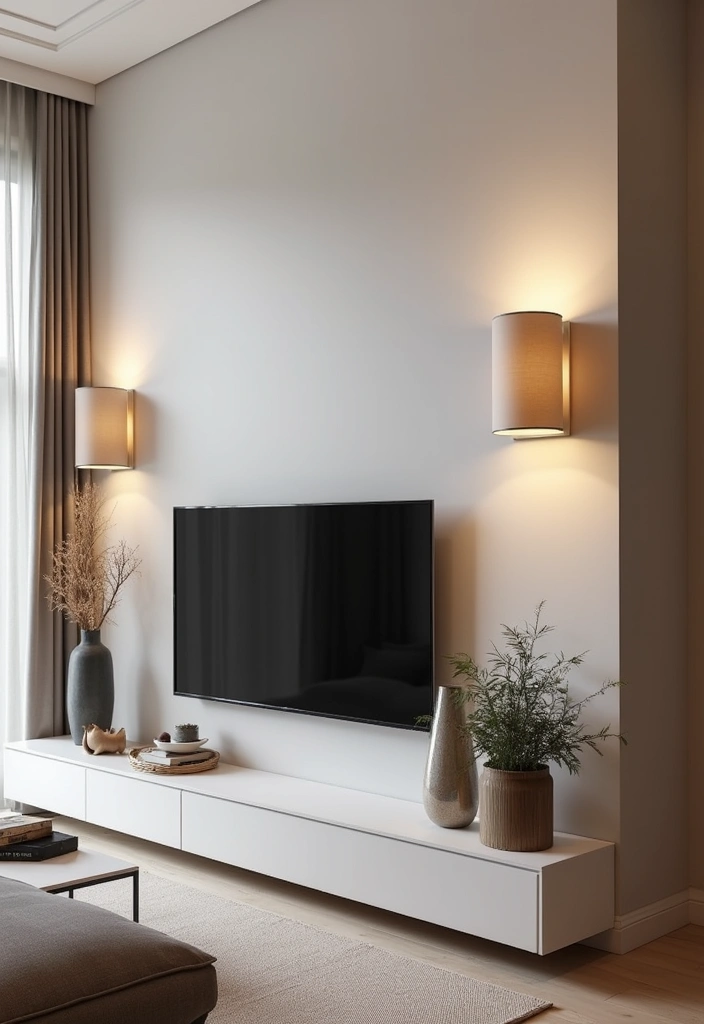 29 Sconces Living Room TV Ideas That Add Light and Sophistication - 7. Minimalist Cylinder Sconces