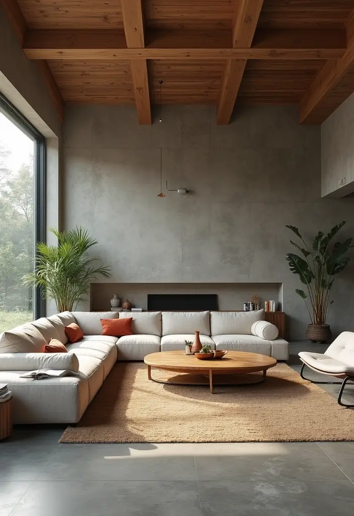 29 Stained Concrete Floors Living Room Ideas That Add Industrial Charm - 13. Utilizing Open Spaces