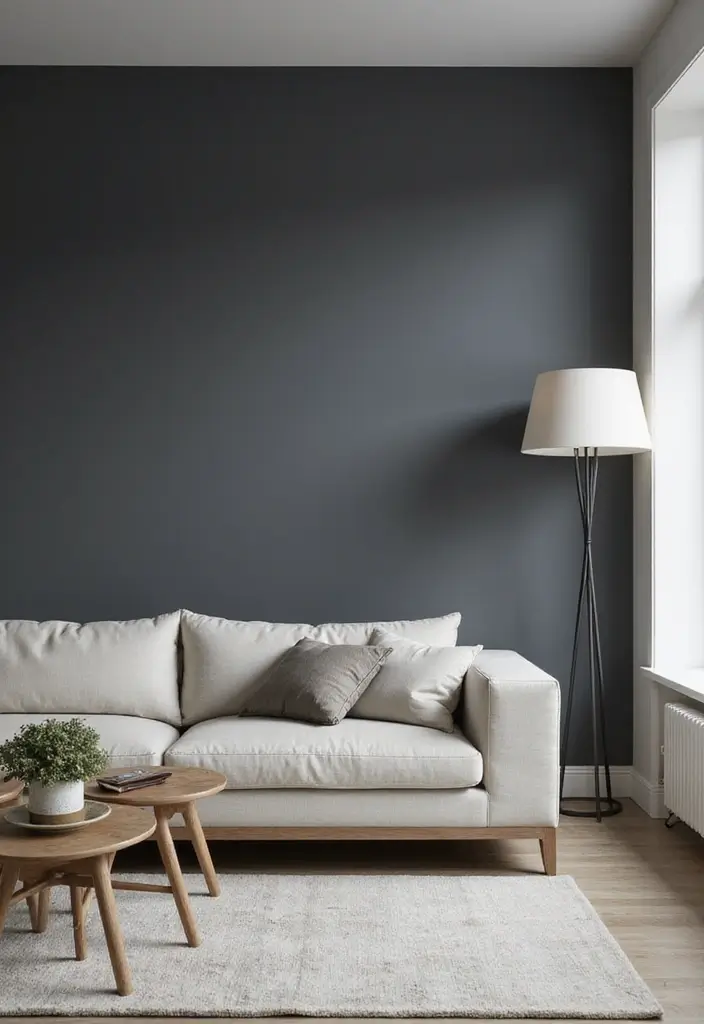 29 White and Grey Living Room Ideas That Look Clean and Modern - 12. Bold Accent Walls
