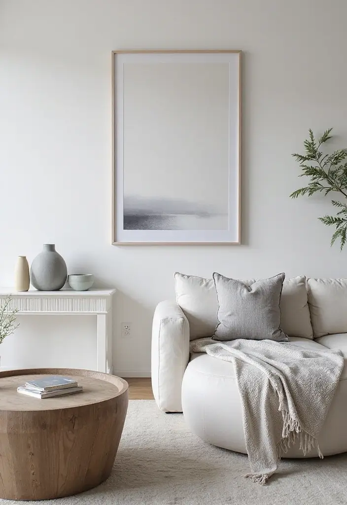 29 White and Grey Living Room Ideas That Look Clean and Modern - 22. Calm Color Accents