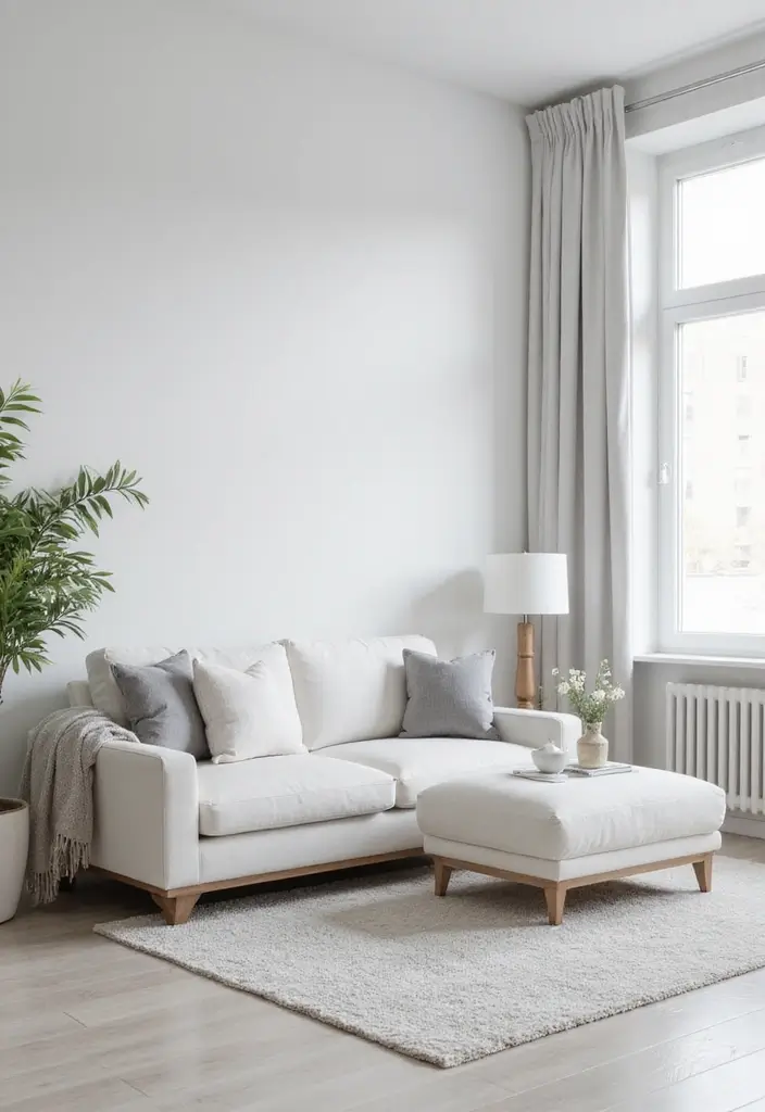 29 White and Grey Living Room Ideas That Look Clean and Modern - 3. Minimalist Furniture