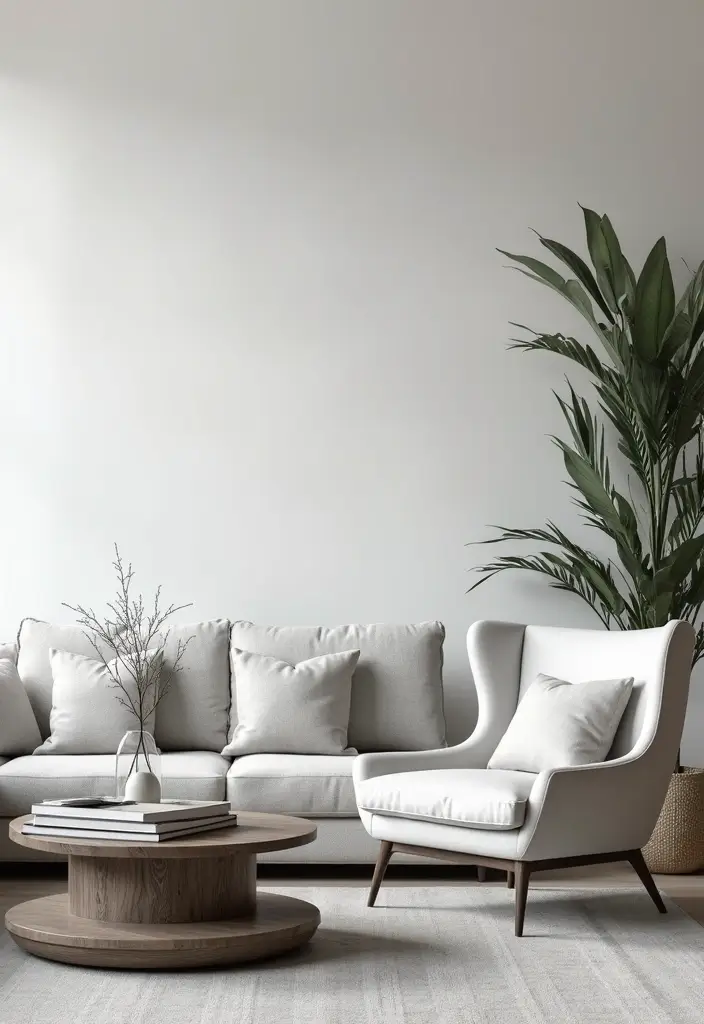 29 White and Grey Living Room Ideas That Look Clean and Modern - 9. Statement Furniture Pieces
