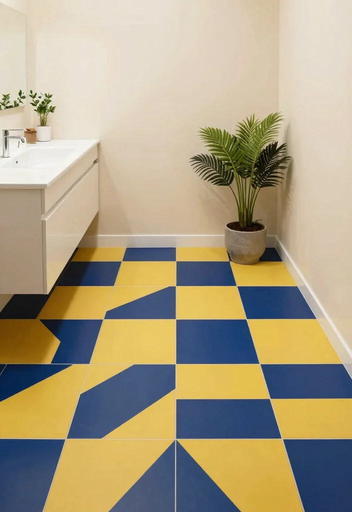 14 Color Tile Bathroom Ideas With Creative Patterns - 1. Geometric Patterns: A Modern Twist on Vintage 1