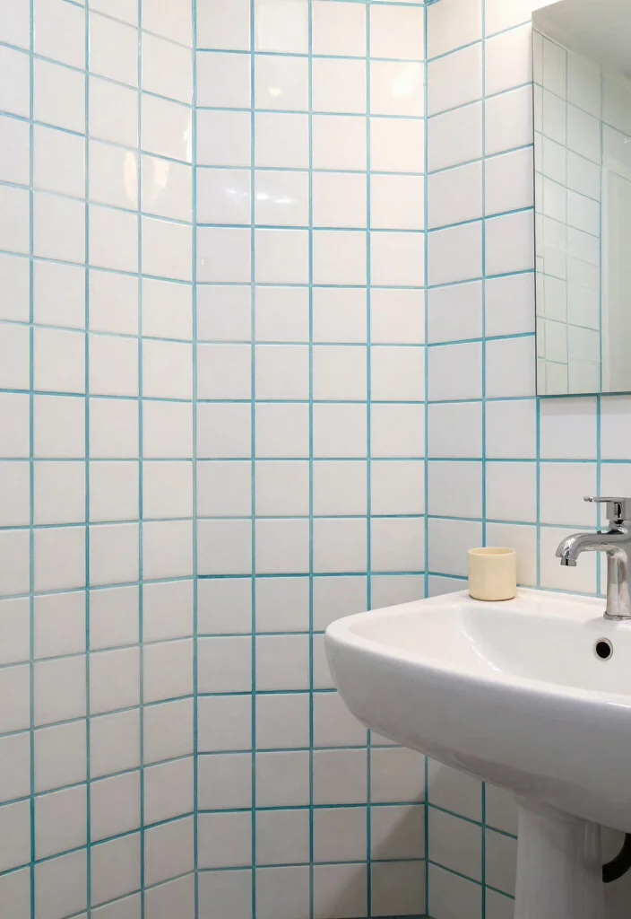 14 Color Tile Bathroom Ideas With Creative Patterns - 12. Colorful Grout: A Fun Twist 1