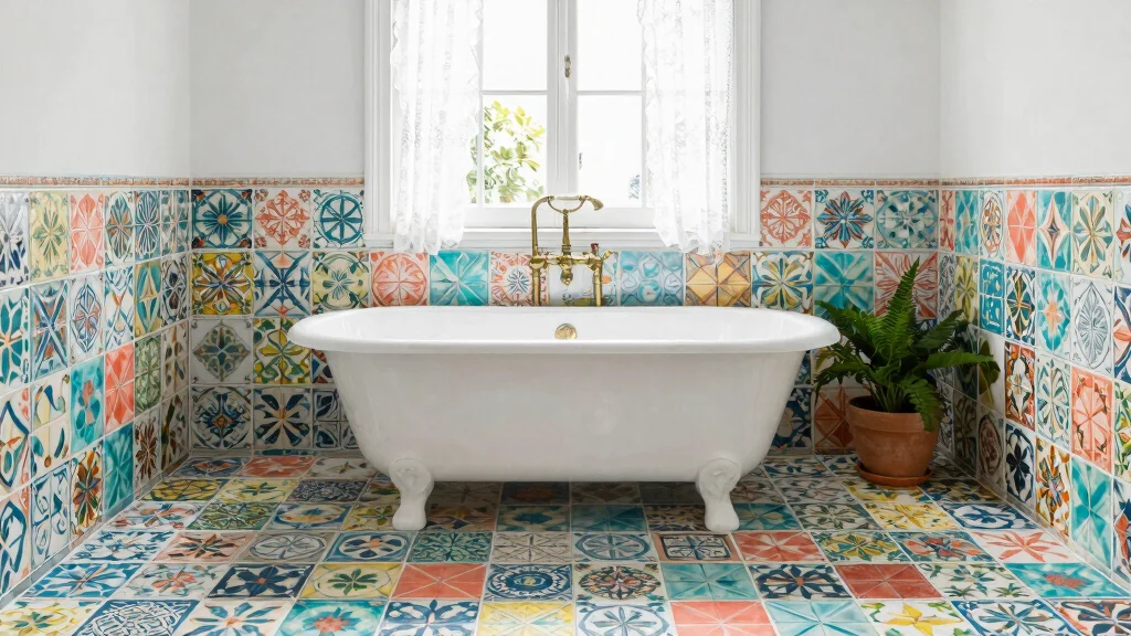 14 Color Tile Bathroom Ideas With Creative Patterns