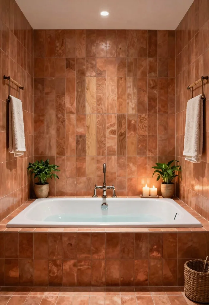 14 Copper Tile Bathroom Ideas With Warm Glow - 6. Spa-like Retreat with Copper Finishes 1
