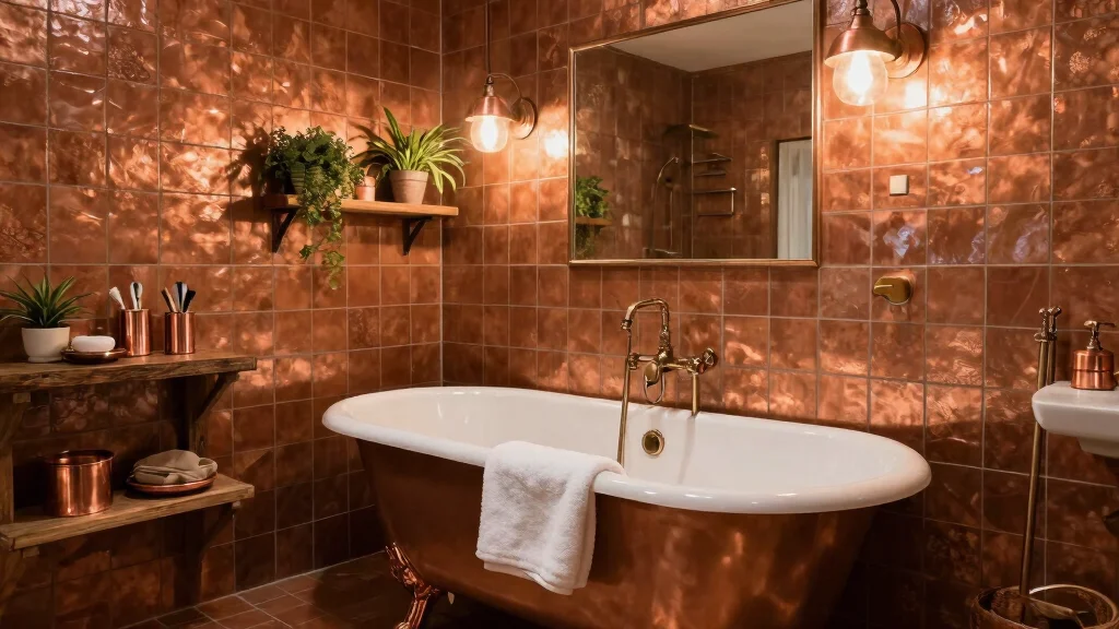14 Copper Tile Bathroom Ideas With Warm Glow