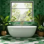 14 Emerald Green Bathroom Tile Ideas With Luxe Colour