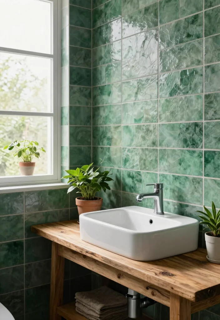 14 Emerald Green Bathroom Tile Ideas With Luxe Colour - 8. Eco-Friendly Emerald Green Tiles 1