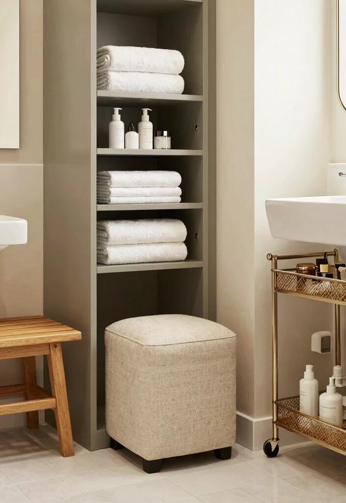 14 Galley Bathroom Ideas For Narrow Spaces - 11. Incorporate Stylish Storage Furniture 1