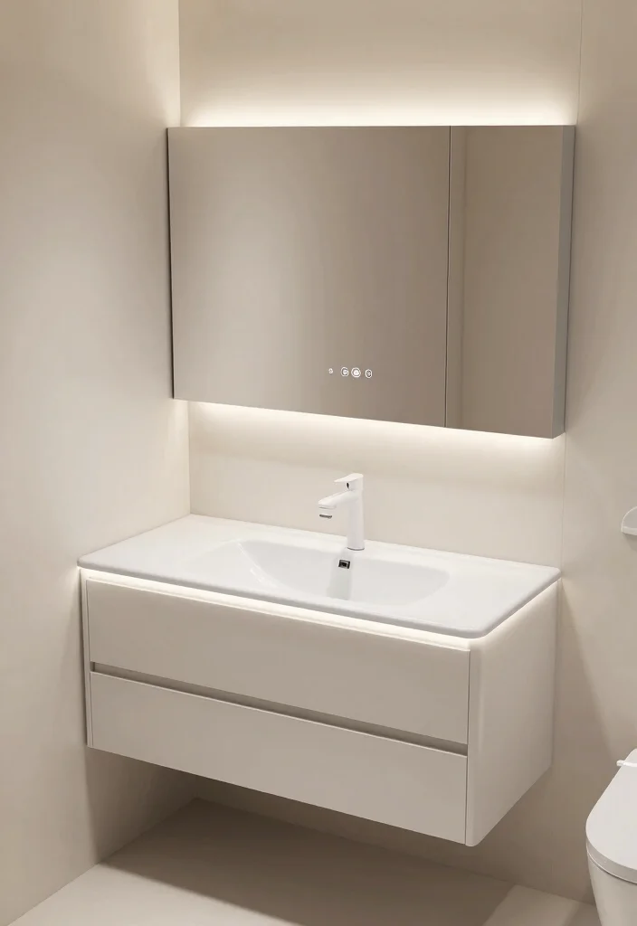 14 Japandi Bathroom Vanity Ideas With Calm Minimal Style - 11. Integrated Technology Vanity 1