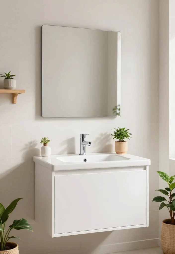 14 Japandi Bathroom Vanity Ideas With Calm Minimal Style - 13. Simple White Vanity 1