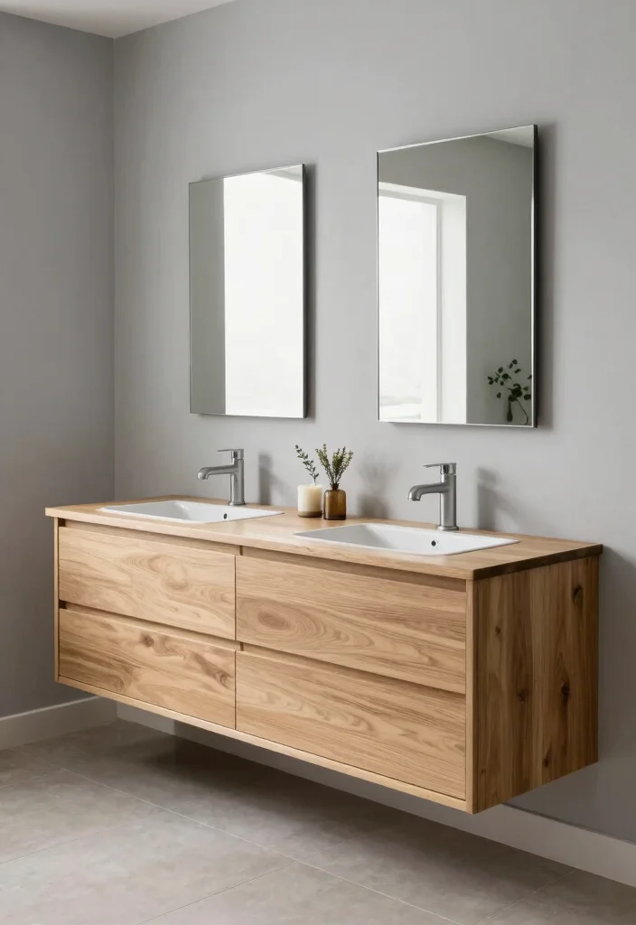 14 Japandi Bathroom Vanity Ideas With Calm Minimal Style - 4. Dual Sink Vanity 1