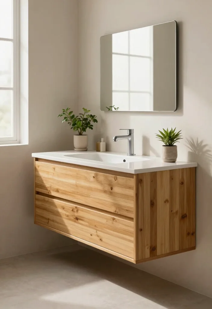 14 Japandi Bathroom Vanity Ideas With Calm Minimal Style - 7. Eco-Friendly Bamboo Vanity 1