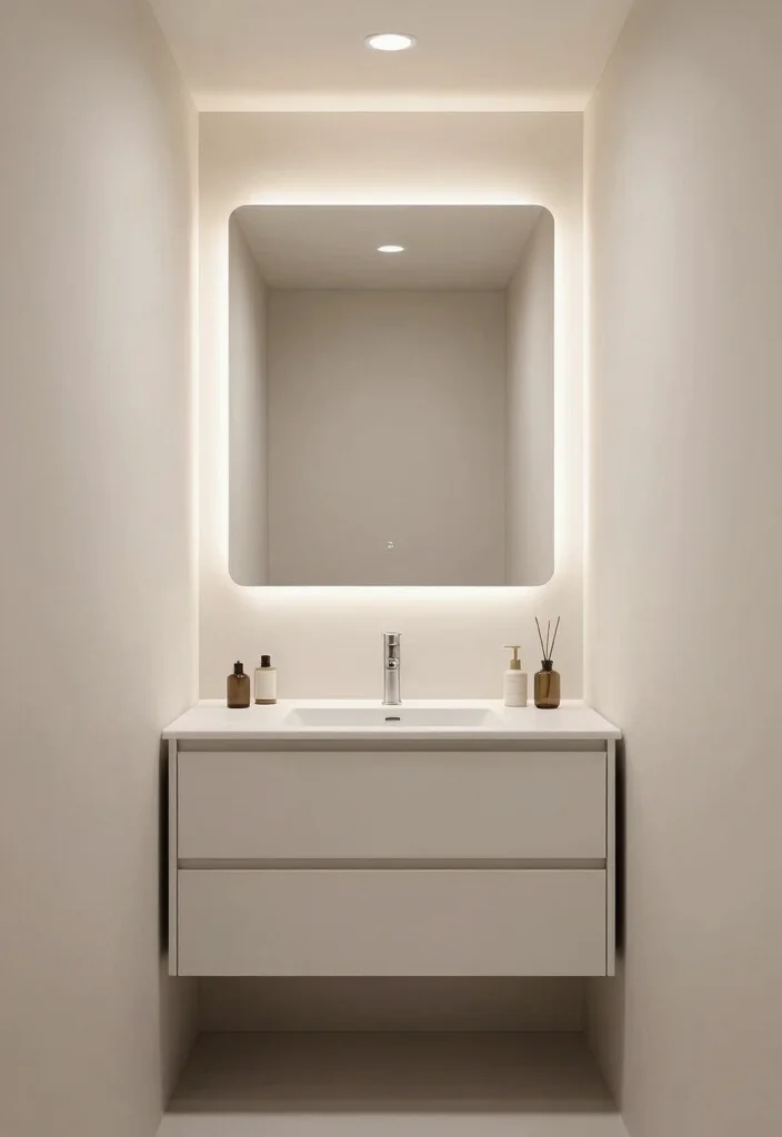 14 Narrow Half Bathroom Ideas For Smart Design - 2. Mirrors for Illusion of Space 1