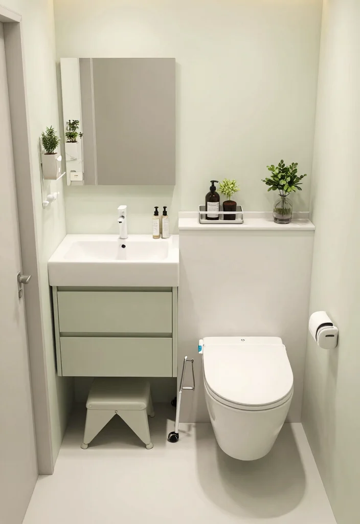 14 Narrow Half Bathroom Ideas For Smart Design - 3. Multifunctional Furnishings 1