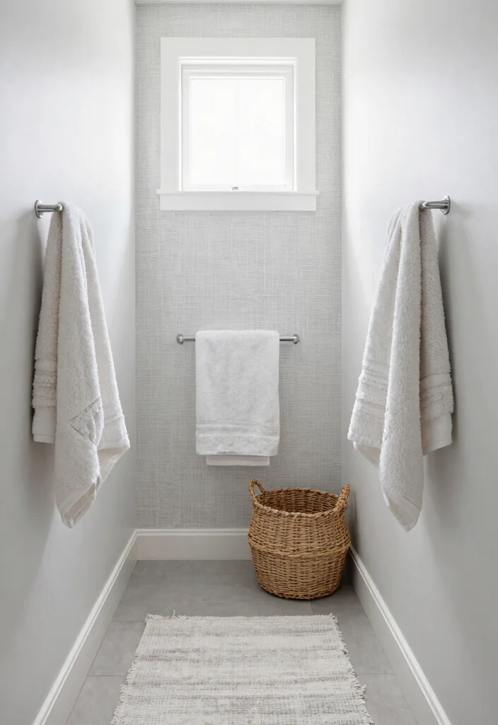 14 Narrow Half Bathroom Ideas For Smart Design - 4. Light Colors and Textures 1