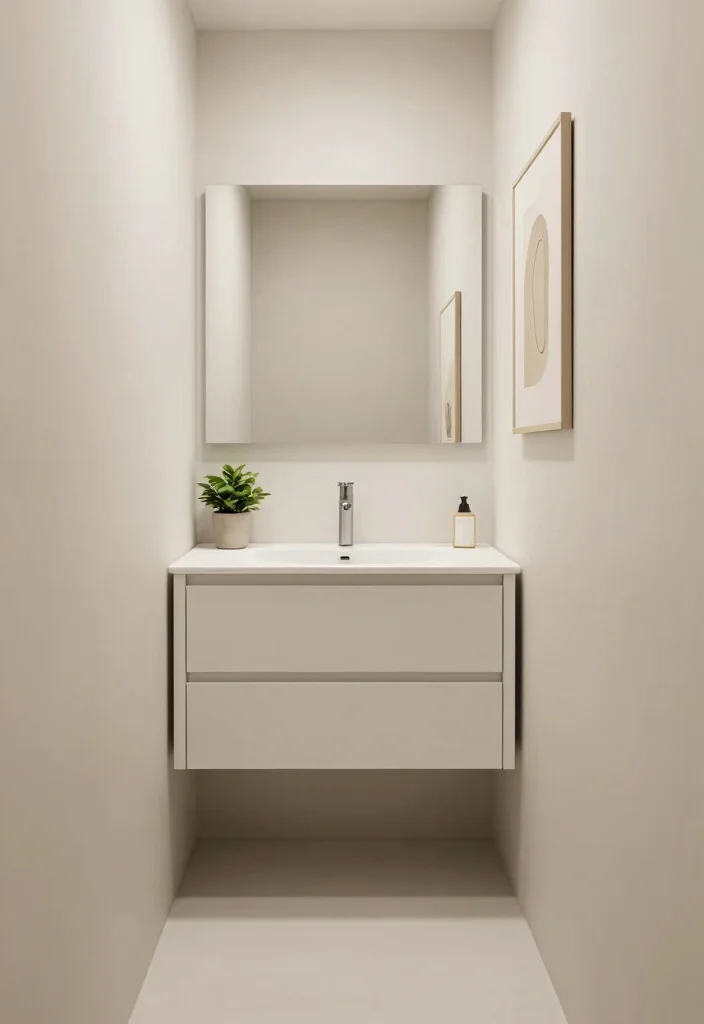 14 Narrow Half Bathroom Ideas For Smart Design - 5. Minimalist Approach 1