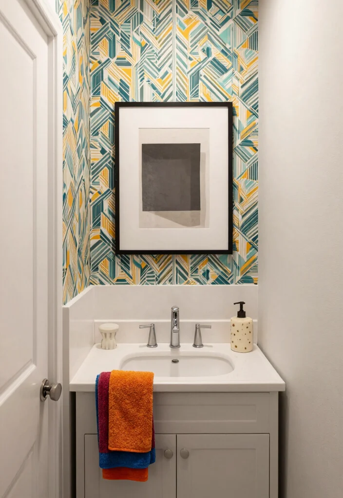 14 Narrow Half Bathroom Ideas For Smart Design - 7. Bold Accents 1