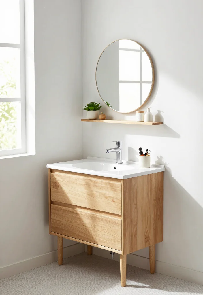 14 Open Vanity Bathroom Ideas For Airy Spaces - 2. Small-Scale Corner Vanities 1