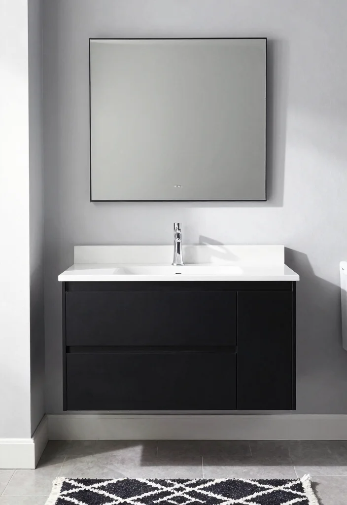 14 Open Vanity Bathroom Ideas For Airy Spaces - 5. Minimalist Monochrome Designs 1