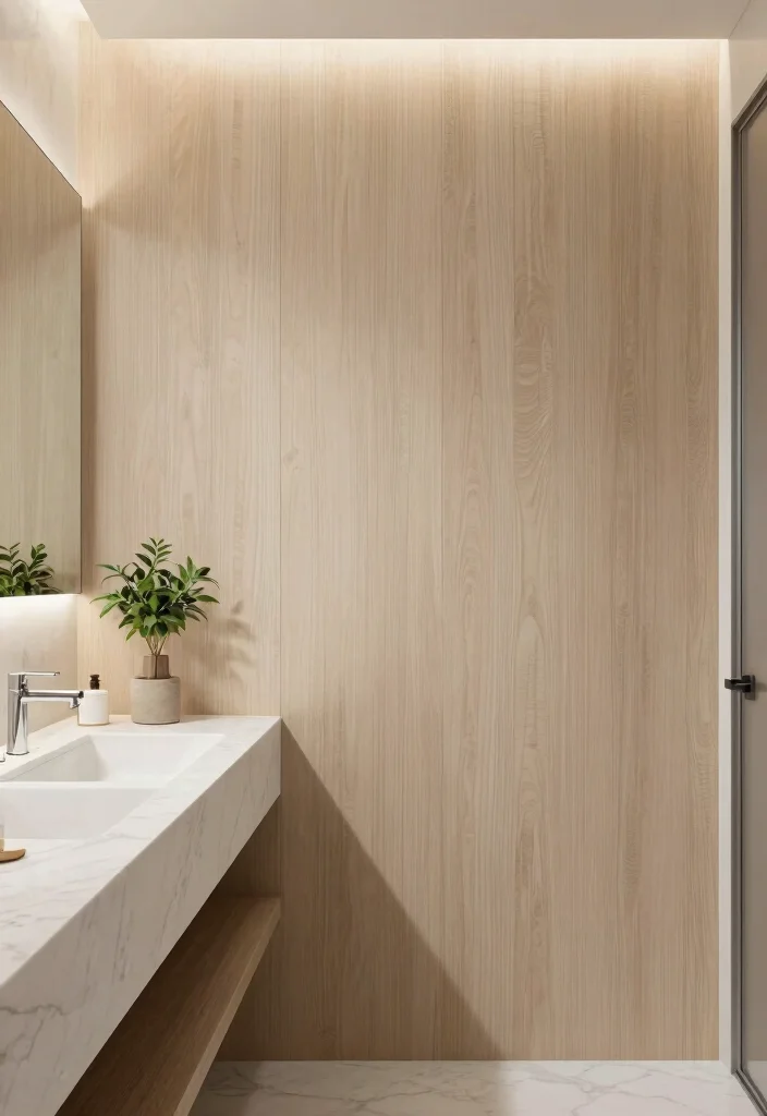 14 Open Vanity Bathroom Ideas For Airy Spaces - 9. Textured Walls for Visual Interest 1