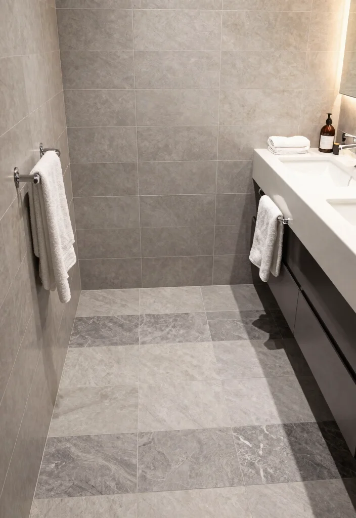 14 Peel And Stick Floor Tile Bathroom Ideas For Easy Makeovers - 12. Elegant Gray Tones 1