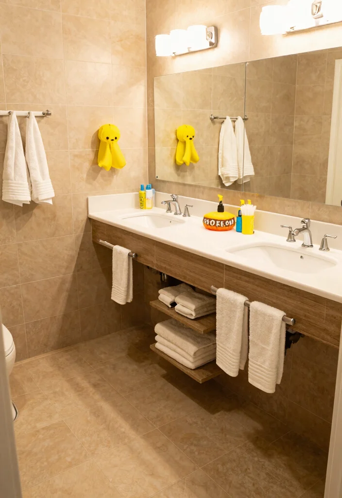 14 Tan Tile Bathroom Ideas With Warm Neutral Style - 11. Functional Family-Friendly Design 1