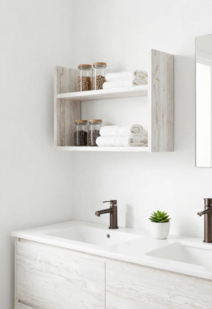 14 White Bathroom Decor Ideas For Clean Calm Vibes - 2. White-Washed Wood Accents 1
