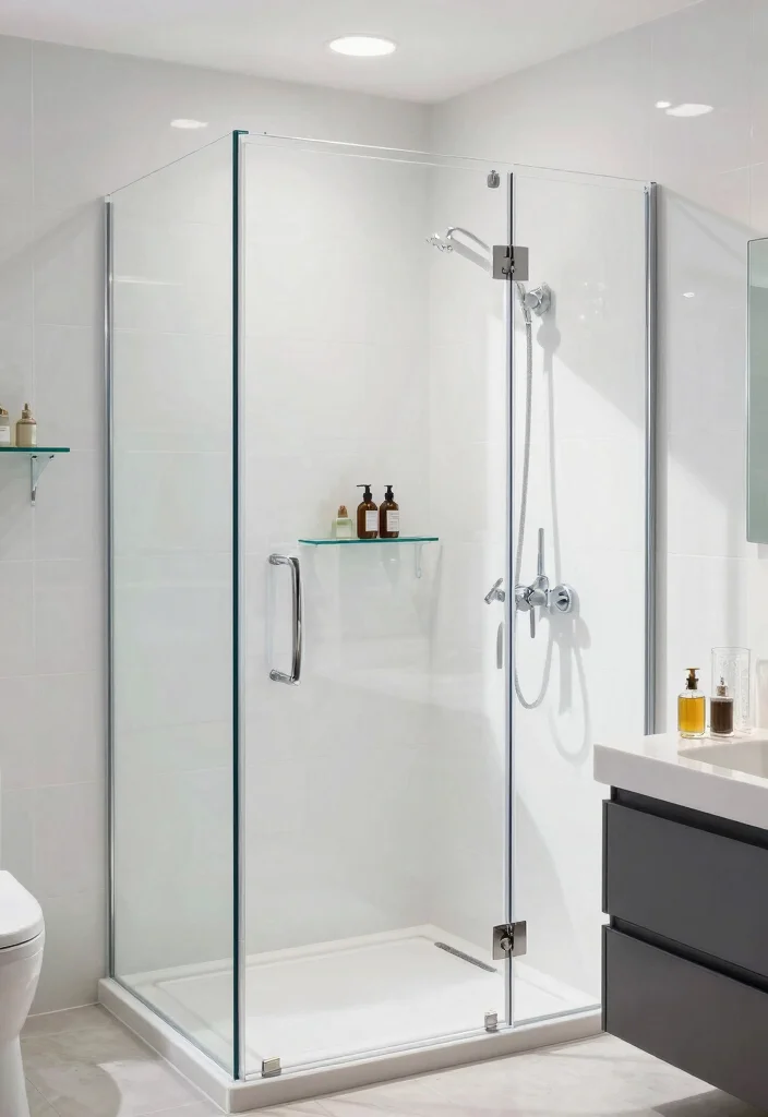 14 White Bathroom Decor Ideas For Clean Calm Vibes - 8. Glass and Transparency 1
