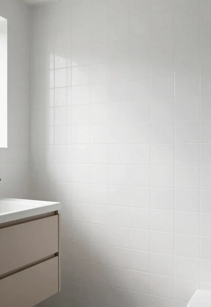 14 White Porcelain Tile Bathroom Ideas With Clean Finish - 11. Dual-Tone Porcelain Tiles 1