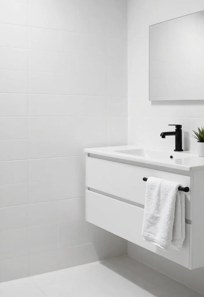 14 White Porcelain Tile Bathroom Ideas With Clean Finish - 3. Monochrome Elegance 1